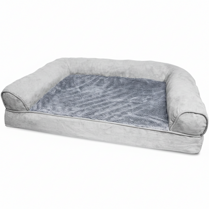 Orthopedic Dog Bed for Medium/Small Dogs W/ Removable Bolsters & Washable Cover, for Dogs up to 35 Lbs - Plush & Suede Sofa - Gray, Medium